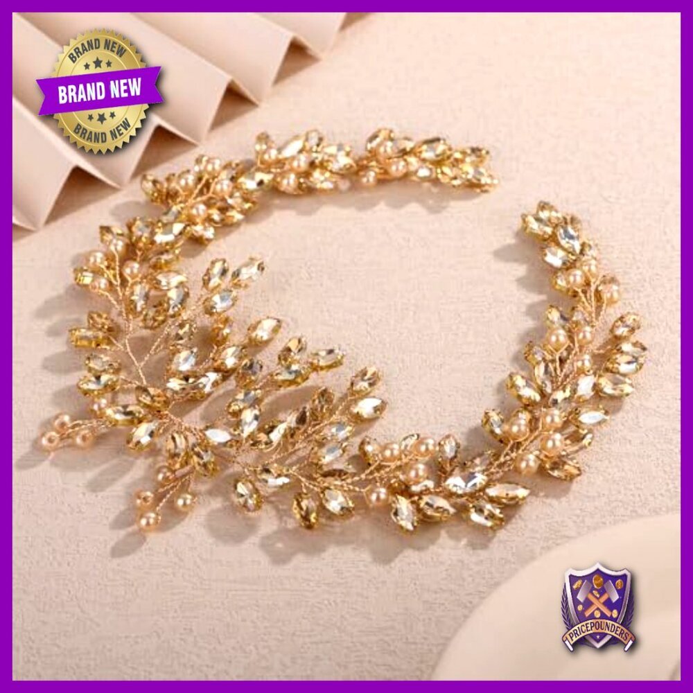 Handmade Crystal Pearl Hair Vine Headband Wedding Bridal Accessory - Picture 2 of 5